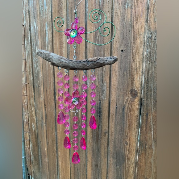 Barbie Movie 2023 Style Pink Sun Catcher Handmade Driftwood & Recyclables - Picture 4 of 13